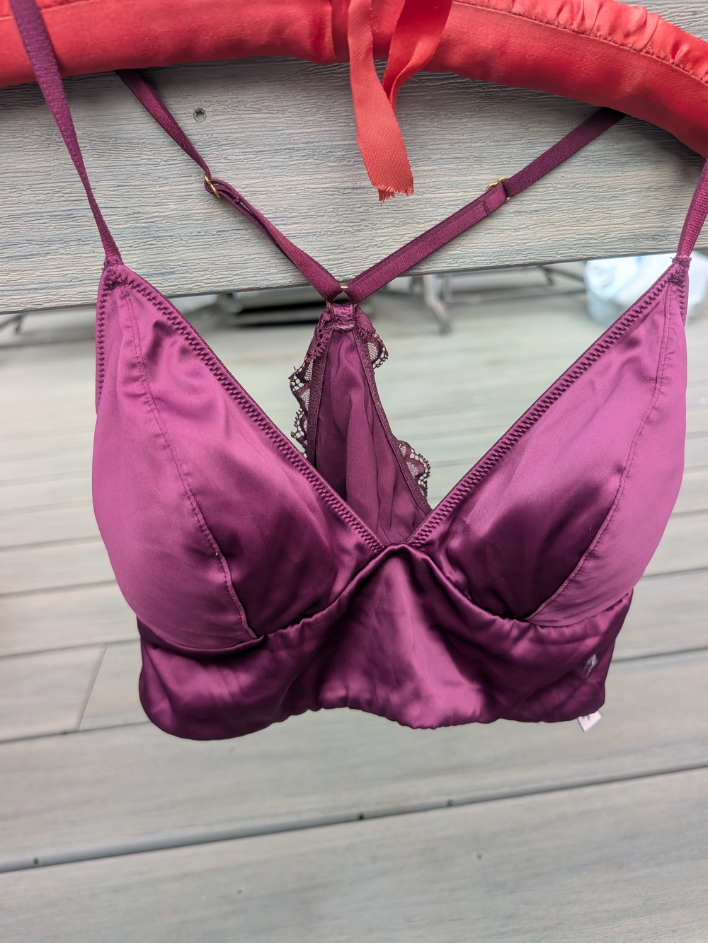 Victoria's Secret Satin Lace-Trim Bralette in Plum